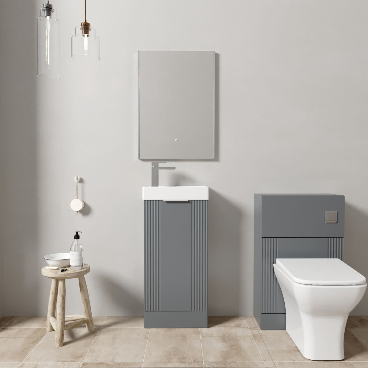 [BFZRE007] Belvide Floor Standing Cloakroom Suite, Vanity Basin Unit, WC Unit, Toilet & Tap - Lifestyle 1