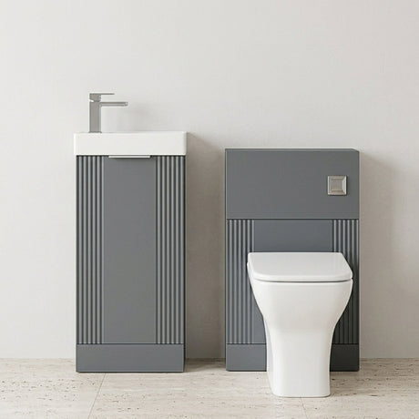 [BFZRE007] Belvide Floor Standing Cloakroom Suite, Vanity Basin Unit, WC Unit, Toilet & Tap - Silo