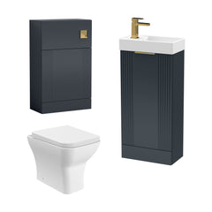 [BFZRE008] Belvide Floor Standing Cloakroom Suite, Vanity Basin Unit, WC Unit, Toilet & Tap - Cutout