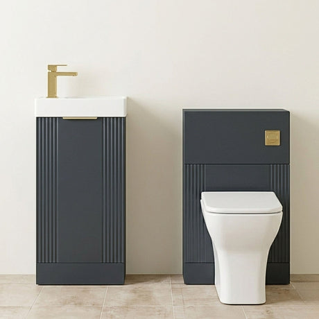 [BFZRE008] Belvide Floor Standing Cloakroom Suite, Vanity Basin Unit, WC Unit, Toilet & Tap - Silo