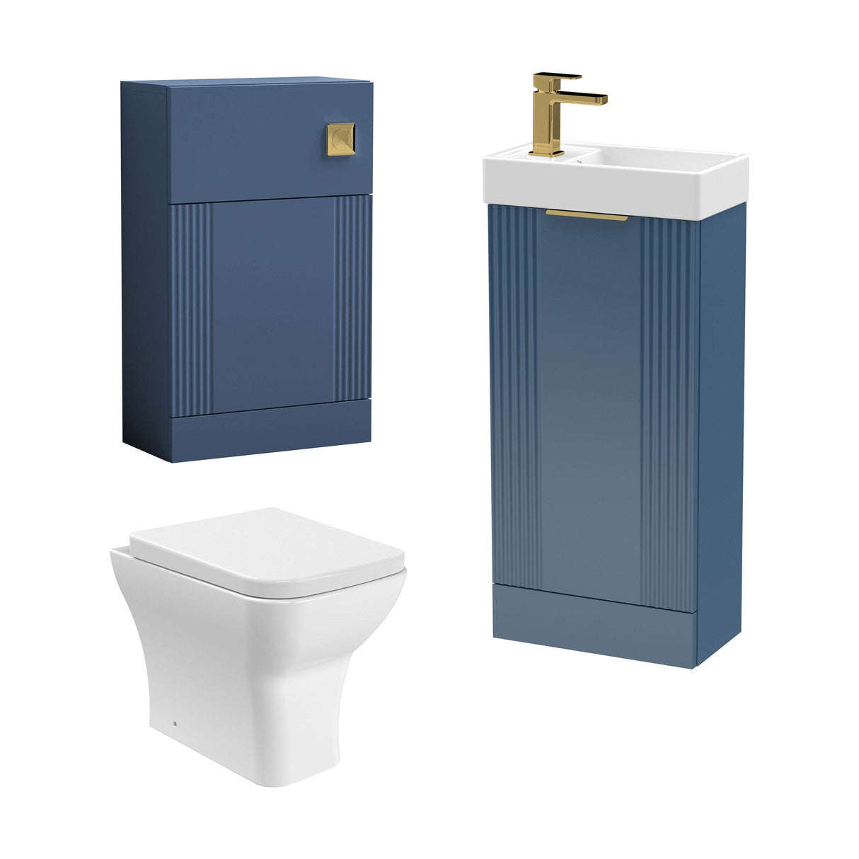 [BFZRE009] Belvide Floor Standing Cloakroom Suite, Vanity Basin Unit, WC Unit, Toilet & Tap - Cutout