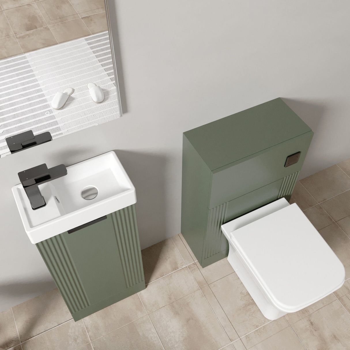 [BFZRE010] Belvide Floor Standing Cloakroom Suite, Vanity Basin Unit, WC Unit, Toilet & Tap - Lifestyle 2