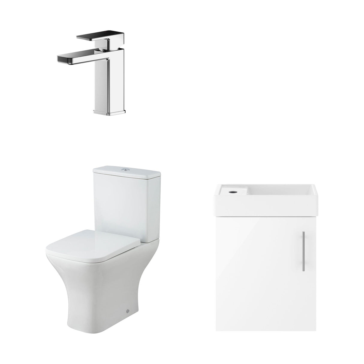 [BFZSA001] Freehay Wall Hung Cloakroom Set, Vanity Basin Unit, Toilet Pan, Cistern, Seat & Mini Basin Tap - Cutout