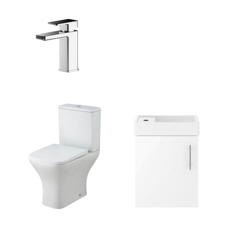 [BFZSA001] Freehay Wall Hung Cloakroom Set, Vanity Basin Unit, Toilet Pan, Cistern, Seat & Mini Basin Tap - Cutout