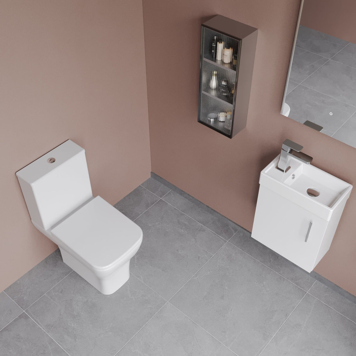 [BFZSA001] Freehay Wall Hung Cloakroom Set, Vanity Basin Unit, Toilet Pan, Cistern, Seat & Mini Basin Tap - Lifestyle 2