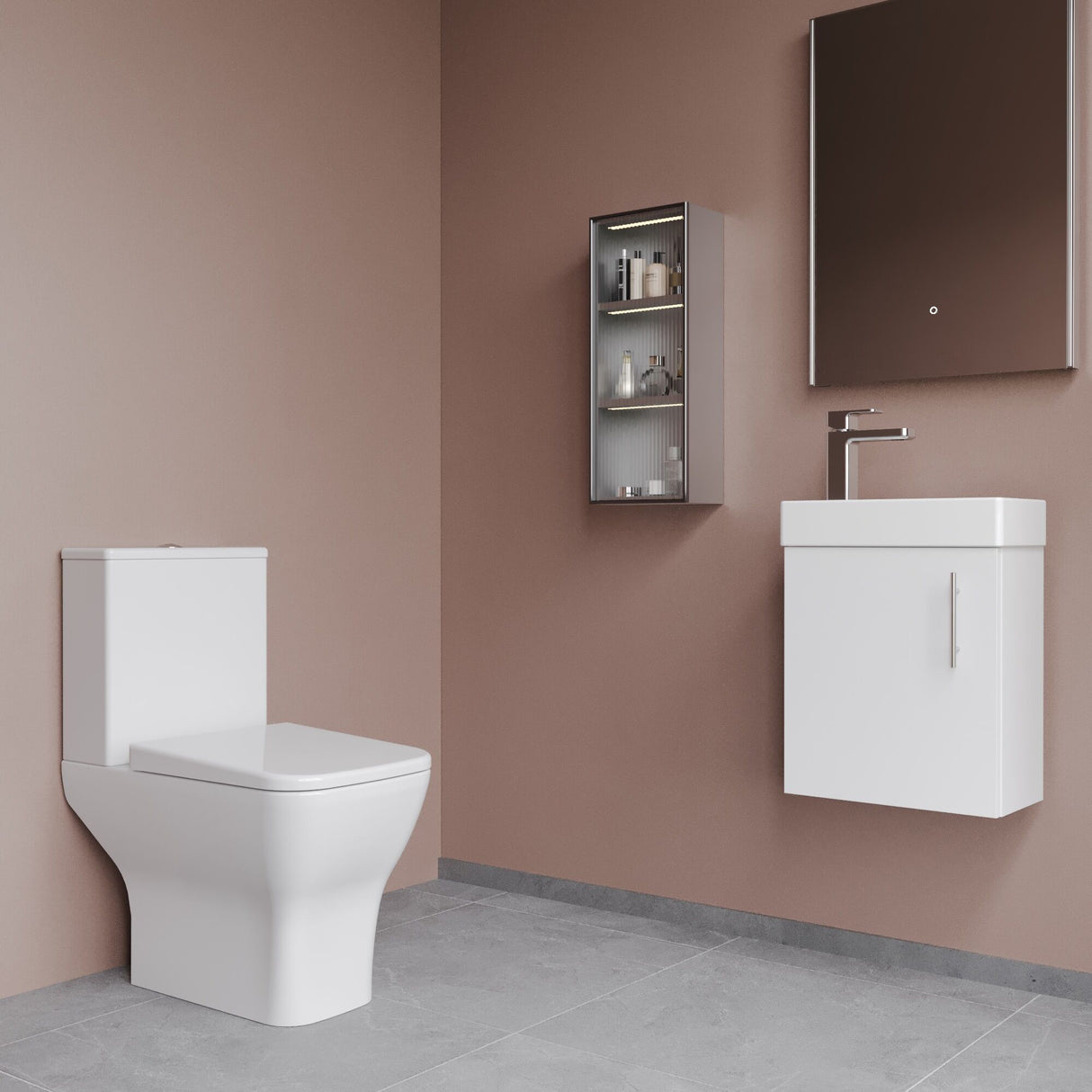 [BFZSA001] Freehay Wall Hung Cloakroom Set, Vanity Basin Unit, Toilet Pan, Cistern, Seat & Mini Basin Tap - Lifestyle 3