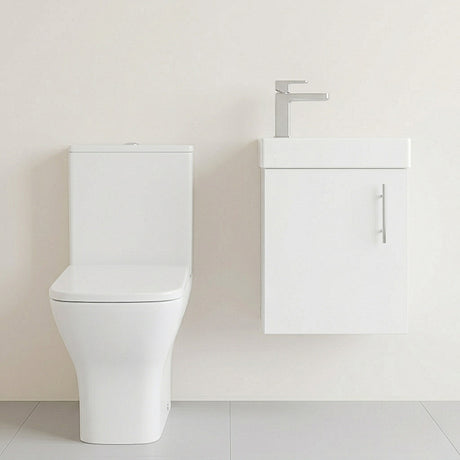 [BFZSA001] Freehay Wall Hung Cloakroom Set, Vanity Basin Unit, Toilet Pan, Cistern, Seat & Mini Basin Tap - Silo