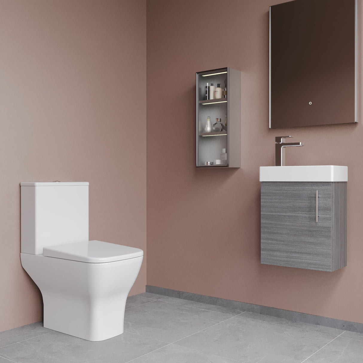 [BFZSA004] Freehay Wall Hung Cloakroom Set, Vanity Basin Unit, Toilet Pan, Cistern, Seat & Mini Basin Tap - Lifestyle 3