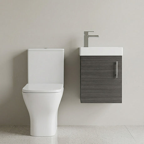[BFZSA004] Freehay Wall Hung Cloakroom Set, Vanity Basin Unit, Toilet Pan, Cistern, Seat & Mini Basin Tap - Silo
