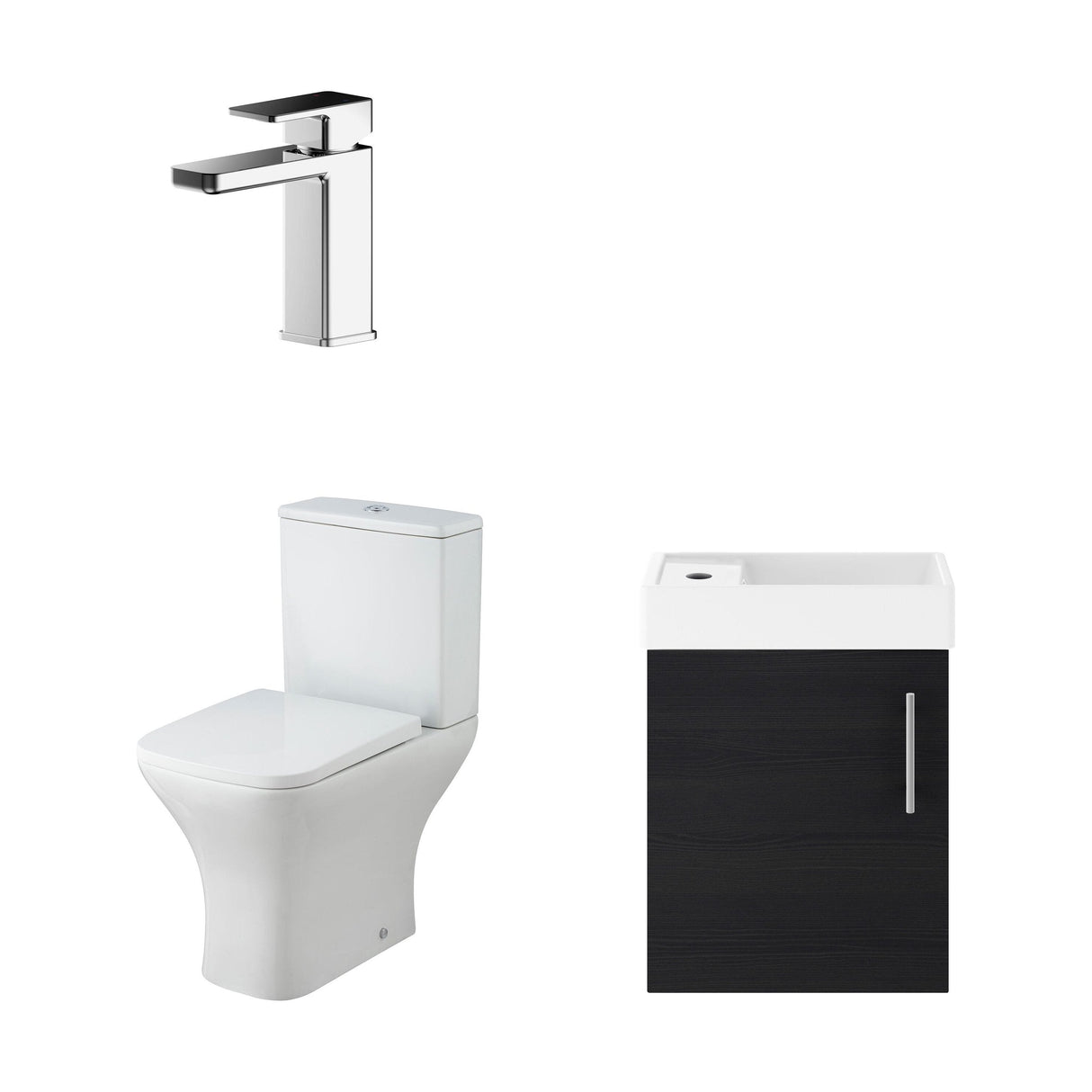 [BFZSA005] Freehay Wall Hung Cloakroom Set, Vanity Basin Unit, Toilet Pan, Cistern, Seat & Mini Basin Tap - Cutout