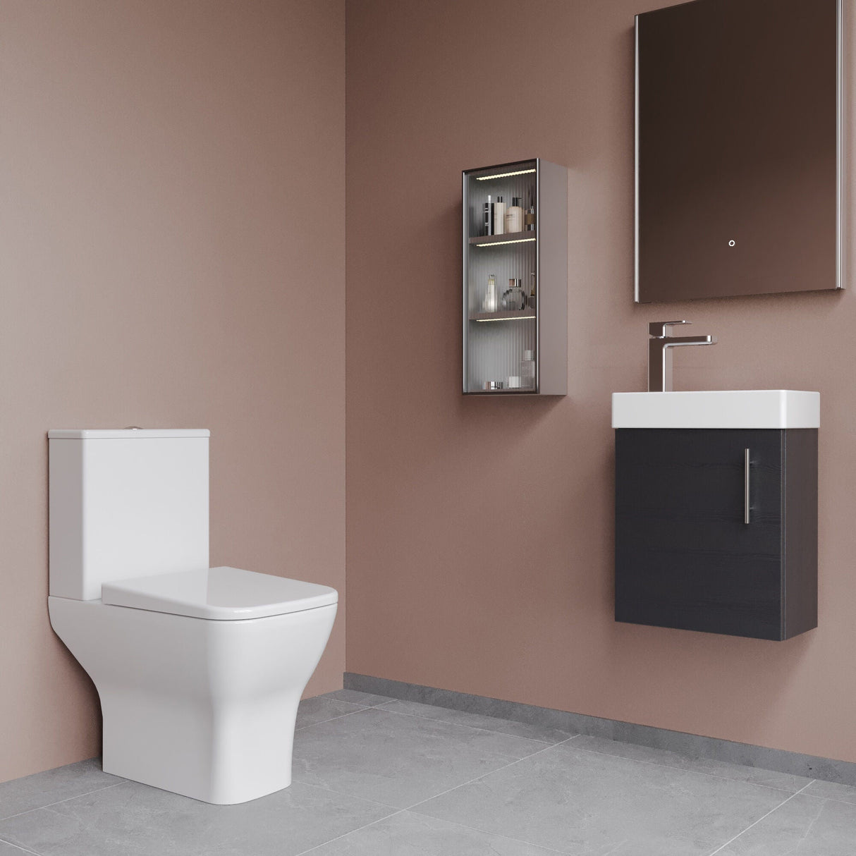 [BFZSA005] Freehay Wall Hung Cloakroom Set, Vanity Basin Unit, Toilet Pan, Cistern, Seat & Mini Basin Tap - Lifestyle 3