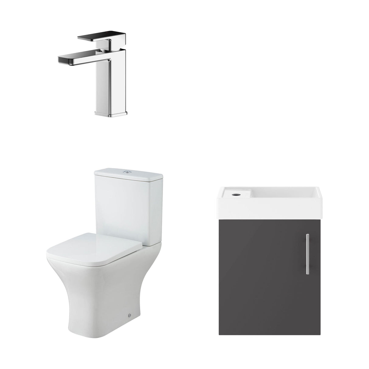 [BFZSA007] Freehay Wall Hung Cloakroom Set, Vanity Basin Unit, Toilet Pan, Cistern, Seat & Mini Basin Tap - Cutout