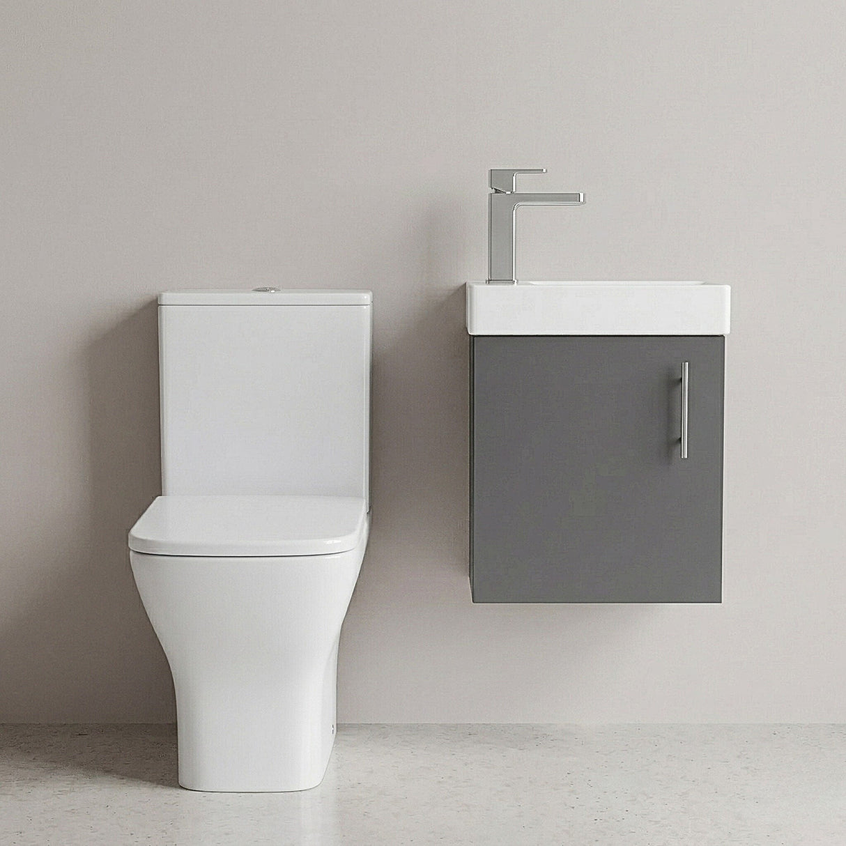 [BFZSA007] Freehay Wall Hung Cloakroom Set, Vanity Basin Unit, Toilet Pan, Cistern, Seat & Mini Basin Tap - Silo