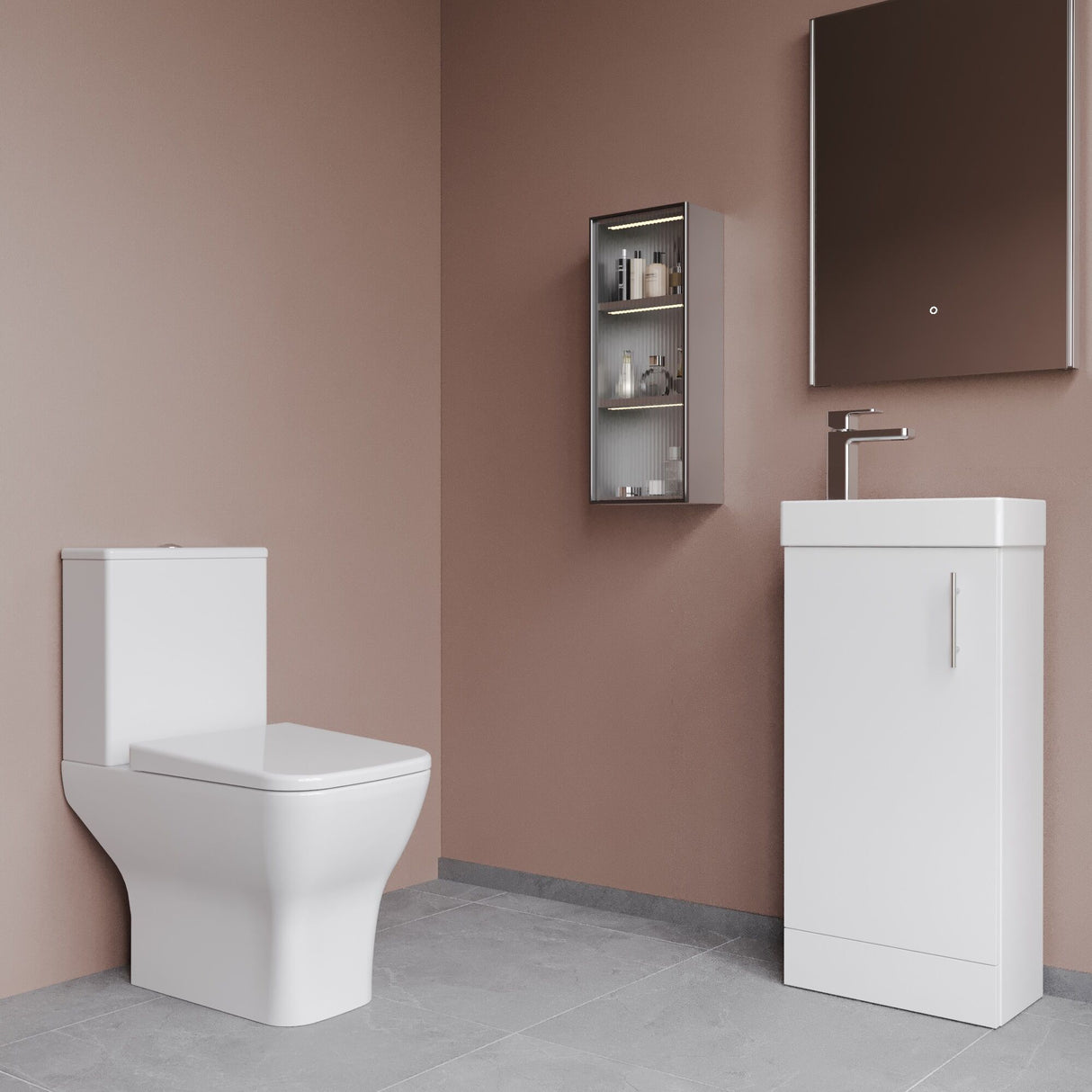 [BFZSA008] Freehay Floor Standing Cloakroom Set, Vanity Basin Unit, Toilet Pan, Cistern, Seat & Mini Basin Tap - Lifestyle 3