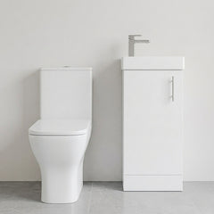 [BFZSA008] Freehay Floor Standing Cloakroom Set, Vanity Basin Unit, Toilet Pan, Cistern, Seat & Mini Basin Tap - Silo