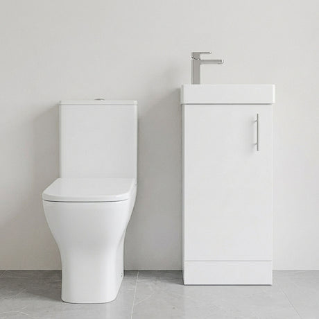 [BFZSA008] Freehay Floor Standing Cloakroom Set, Vanity Basin Unit, Toilet Pan, Cistern, Seat & Mini Basin Tap - Silo