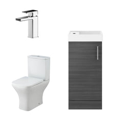 [BFZSA010] Vanity Basin Unit, Tap, and Toilet Set - Gloss White/Chrome - Cutout