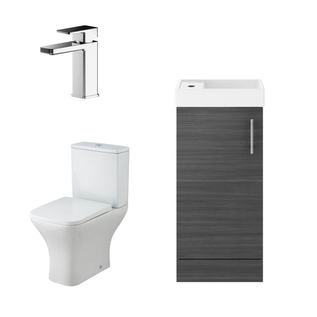 [BFZSA010] Vanity Basin Unit, Tap, and Toilet Set - Gloss White/Chrome - Cutout