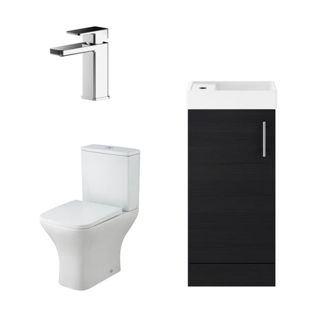 [BFZSA011] Freehay Floor Standing Cloakroom Set, Vanity Basin Unit, Toilet Pan, Cistern, Seat & Mini Basin Tap - Cutout