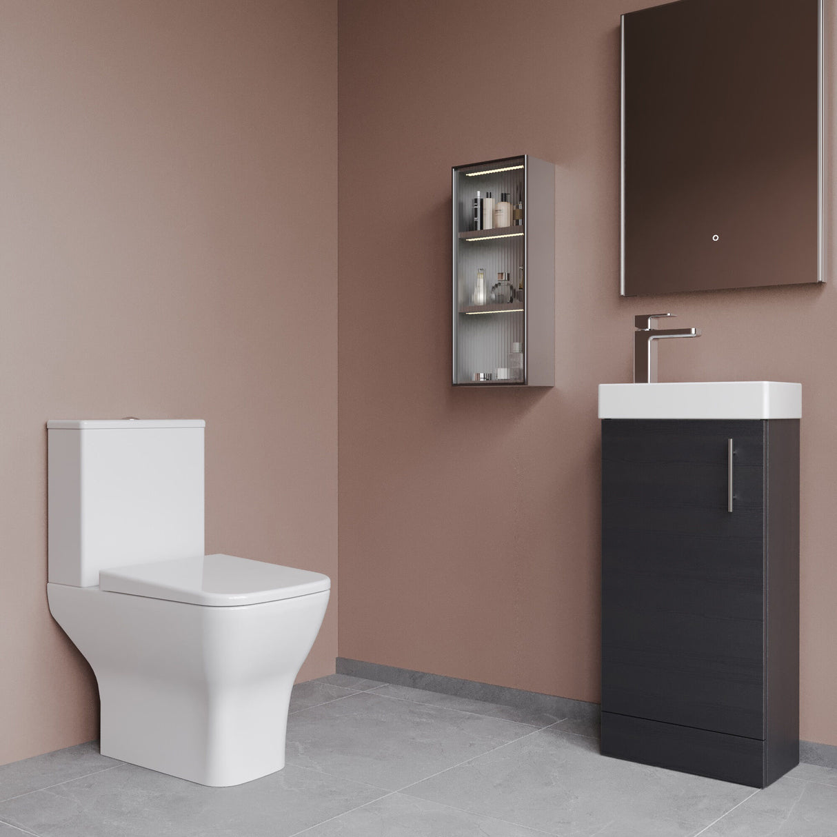 [BFZSA011] Freehay Floor Standing Cloakroom Set, Vanity Basin Unit, Toilet Pan, Cistern, Seat & Mini Basin Tap - Lifestyle 3