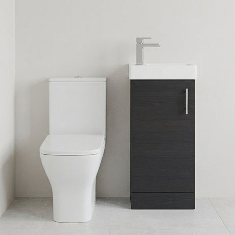 [BFZSA011] Freehay Floor Standing Cloakroom Set, Vanity Basin Unit, Toilet Pan, Cistern, Seat & Mini Basin Tap - Silo