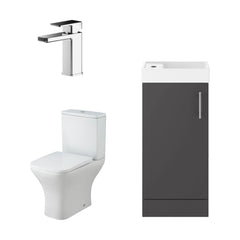 [BFZSA013] Freehay Floor Standing Cloakroom Set, Vanity Basin Unit, Toilet Pan, Cistern, Seat & Mini Basin Tap - Cutout