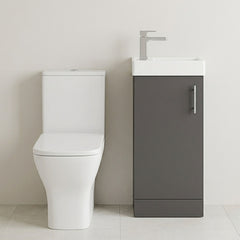 [BFZSA013] Freehay Floor Standing Cloakroom Set, Vanity Basin Unit, Toilet Pan, Cistern, Seat & Mini Basin Tap - Silo