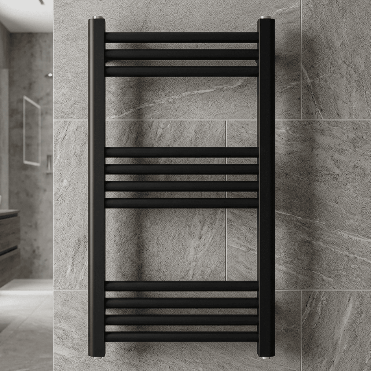 [BH407MB] Straight Heated Heated Towel Rail Radiator, 337W, 400 x 700mm, Matt Black - Silo