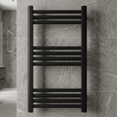 [BH407MB] Straight Heated Heated Towel Rail Radiator, 337W, 400 x 700mm, Matt Black - Silo