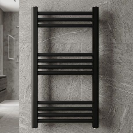 [BH407MB] Straight Heated Heated Towel Rail Radiator, 337W, 400 x 700mm, Matt Black - Silo