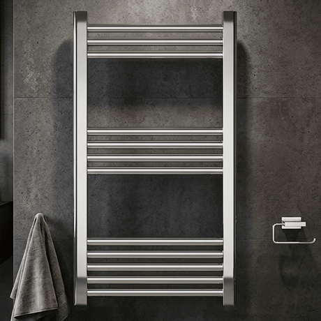 [BH408N] Straight Heated Heated Towel Rail Radiator, 337W, 400 x 700mm, Matt Black - Silo