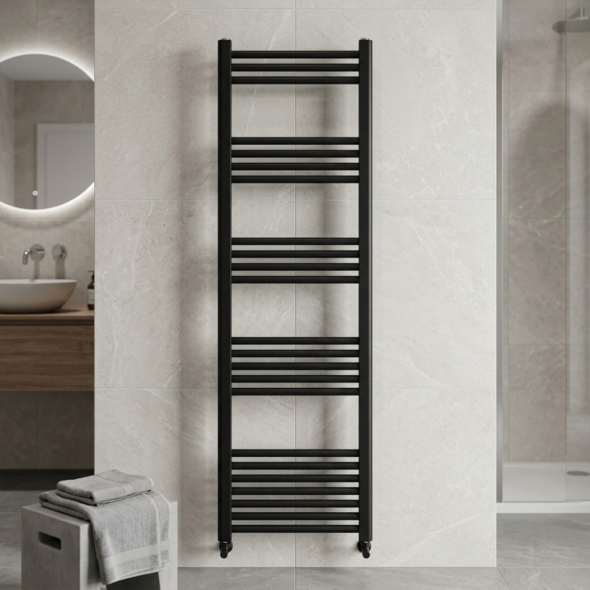 Straight Heated Rail Dual Fuel Towel Warmer, W: 400mm – Choice of Size & Finish