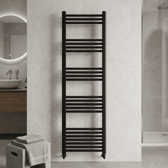 [BH414MB] Yarnfield Straight Heated Rail Dual Fuel Towel Warmer, 400mm - Choice of Size and Colour - Silo