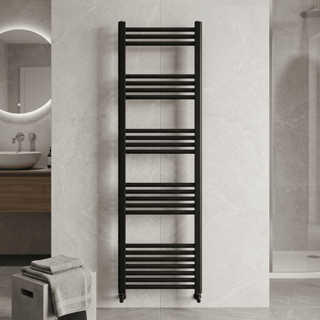 [BH414MB] Yarnfield Straight Heated Rail Dual Fuel Towel Warmer, 400mm - Choice of Size and Colour - Silo