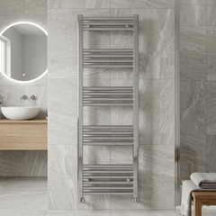[BH414N] Yarnfield Straight Heated Rail Dual Fuel Towel Warmer, 400mm - Choice of Size and Colour - Silo