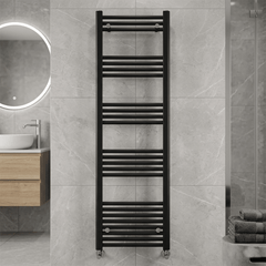 [BH416MB] Yarnfield Straight Heated Rail Dual Fuel Towel Warmer, 400mm - Choice of Size and Colour - Silo