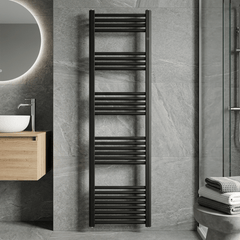 [BH418MB] Yarnfield Straight Heated Rail Dual Fuel Towel Warmer, 400mm - Choice of Size and Colour - Silo
