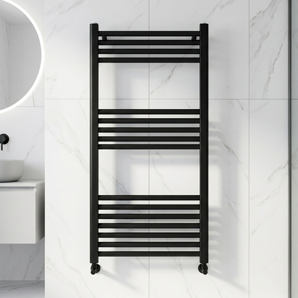 Straight Heated Rail Dual Fuel Towel Warmer, W: 500mm – Choice of Size & Finish
