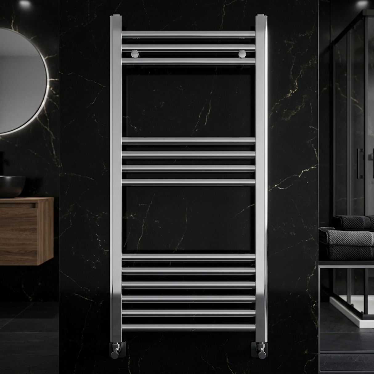 Straight Heated Rail Dual Fuel Towel Warmer, W: 500mm – Choice of Size & Finish