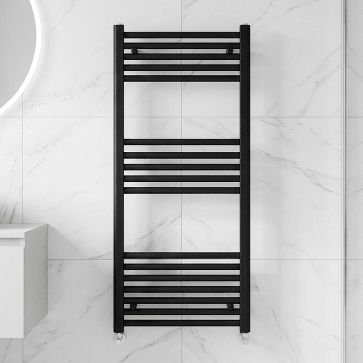 [BH510MB] Straight Heated Heated Towel Rail Radiator, 555W, 500 x 1000mm, Matt Black - Silo