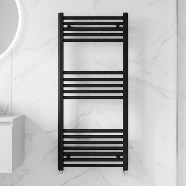 [BH510MB] Straight Heated Heated Towel Rail Radiator, 555W, 500 x 1000mm, Matt Black - Silo