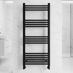 [BH511MB] Yarnfield Straight Heated Rail Dual Fuel Towel Warmer, 500mm - Choice of Size and Colour - Silo