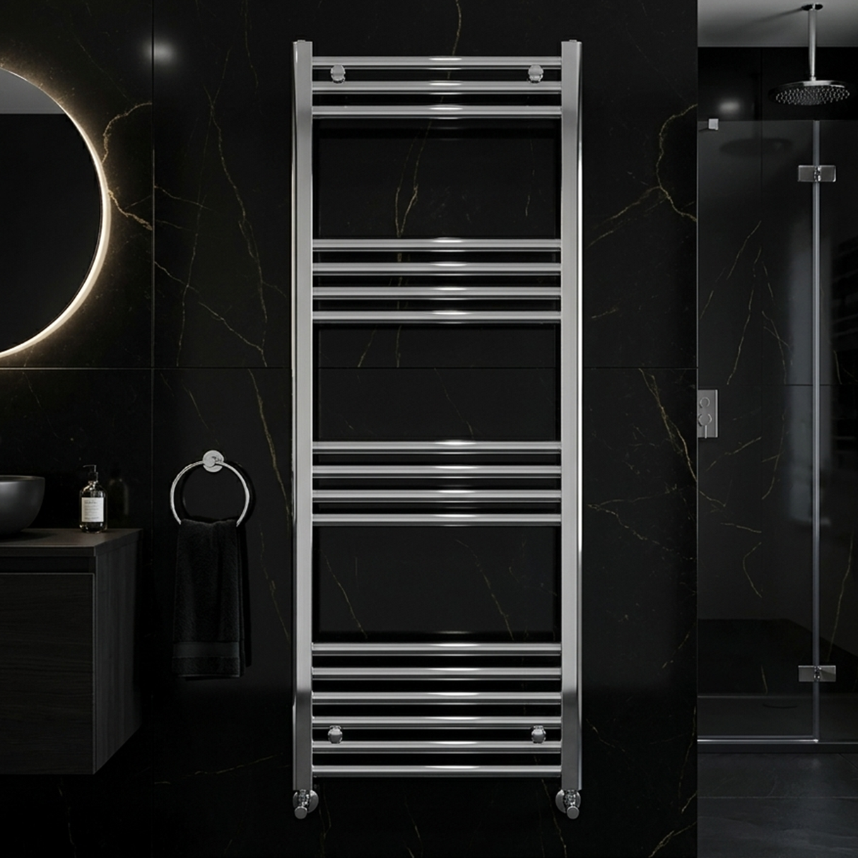 Straight Heated Rail Dual Fuel Towel Warmer, W: 500mm – Choice of Size & Finish