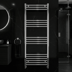[BH511N] Yarnfield Straight Heated Rail Dual Fuel Towel Warmer, 500mm - Choice of Size and Colour - Silo