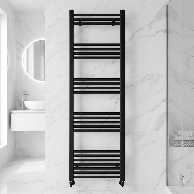 [BH514MB] Straight Heated Heated Towel Rail Radiator, 781W, 500 x 1400mm, Matt Black - Silo