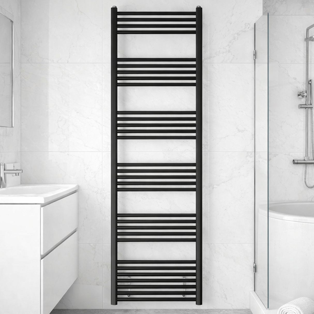 Straight Heated Rail Dual Fuel Towel Warmer, W: 500mm – Choice of Size & Finish