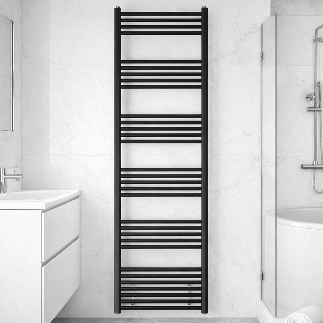 [BH518MB] Yarnfield Straight Heated Rail Dual Fuel Towel Warmer, 500mm - Choice of Size and Colour - Silo