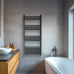 [BH611MB] Yarnfield Straight Heated Heated Towel Rail Radiator, 600mm - Choice of Size and Colour - Lifestyle 1