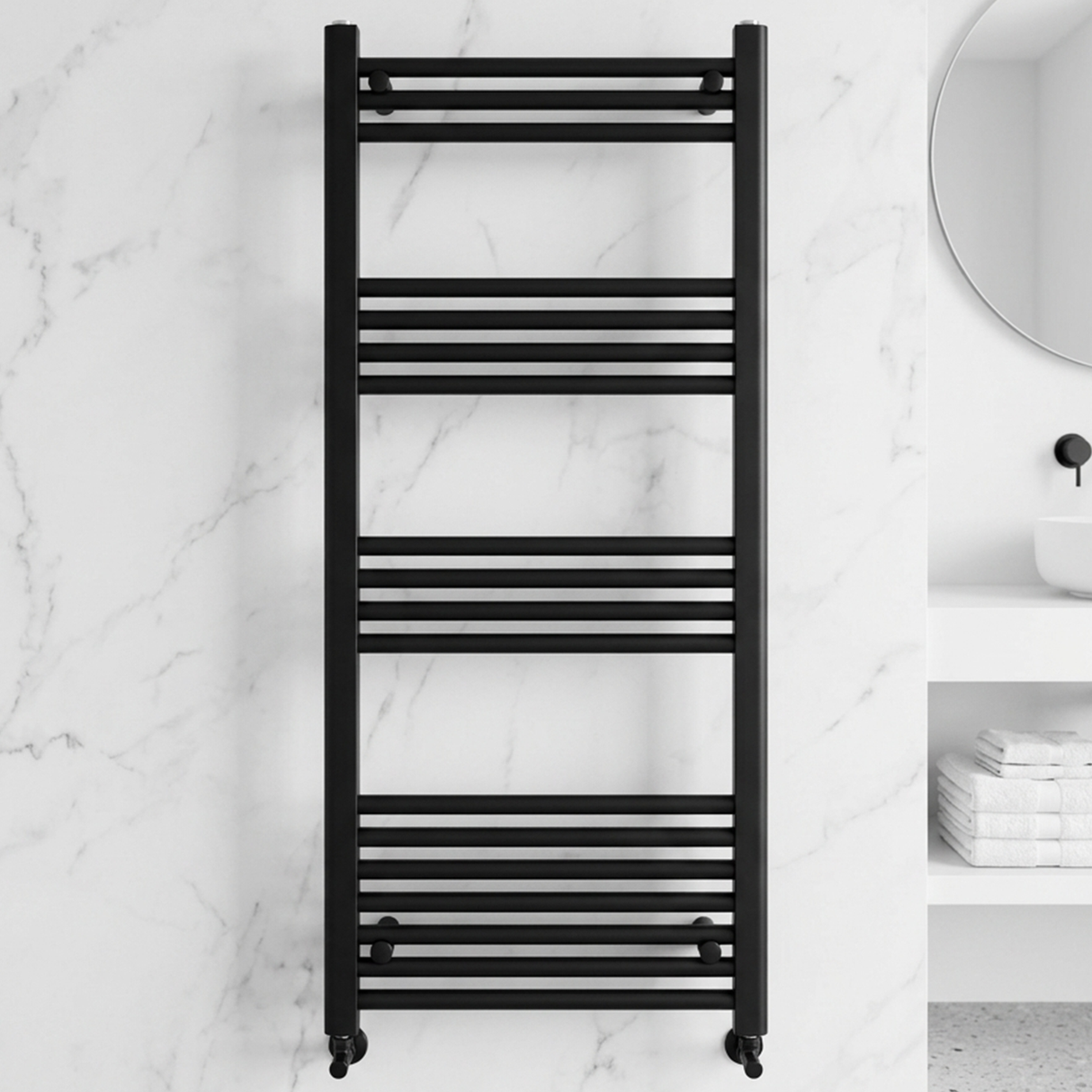 Straight Heated Heated Towel Rail Radiator, W: 600mm - Choice of Height and Finish