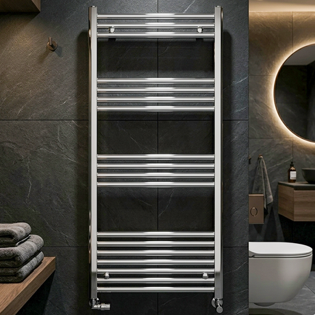 Straight Heated Heated Towel Rail Radiator, W: 600mm - Choice of Height and Finish